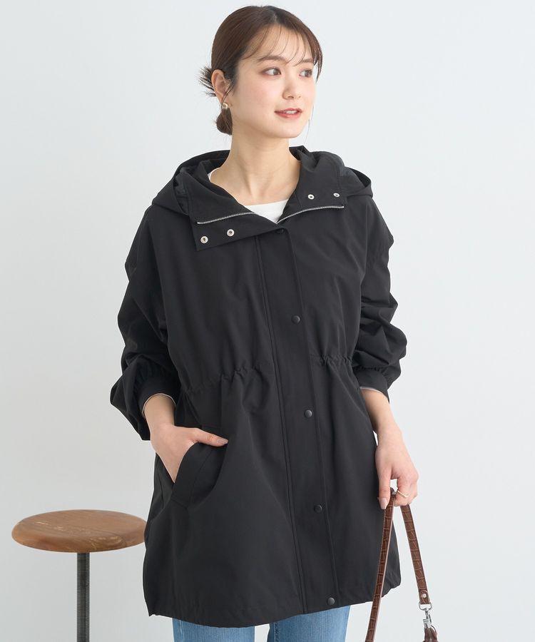 earth music&ecology「ドロストミドル丈パーカー」|ブルゾン・スタジャン|Black