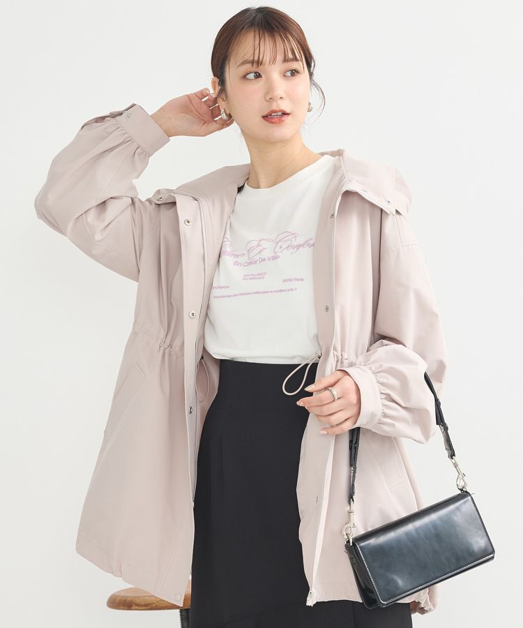 earth music&ecology「ドロストミドル丈パーカー」|ブルゾン・スタジャン|Pink Beige