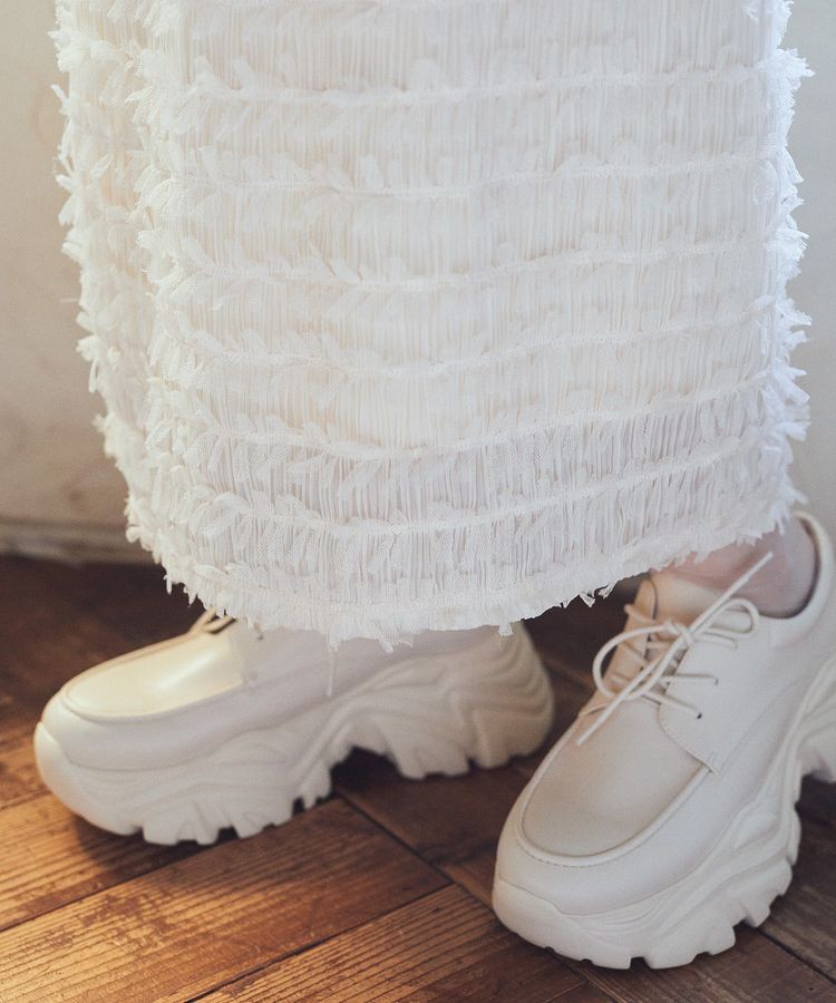 earth music&ecology「フェザーナロースカート」|タイト|