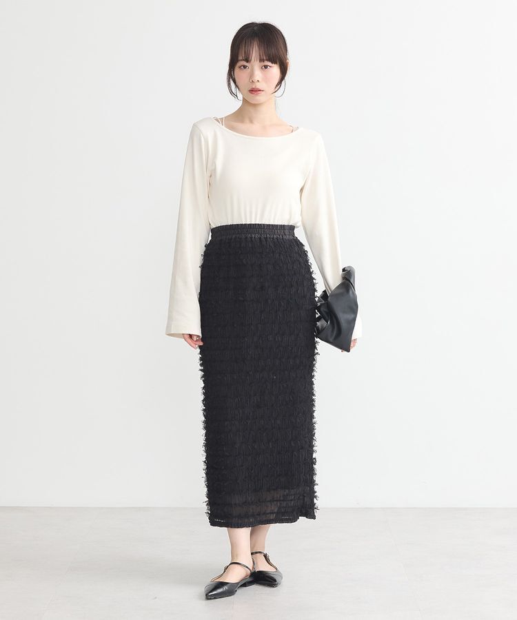 earth music&ecology「フェザーナロースカート」|タイト|