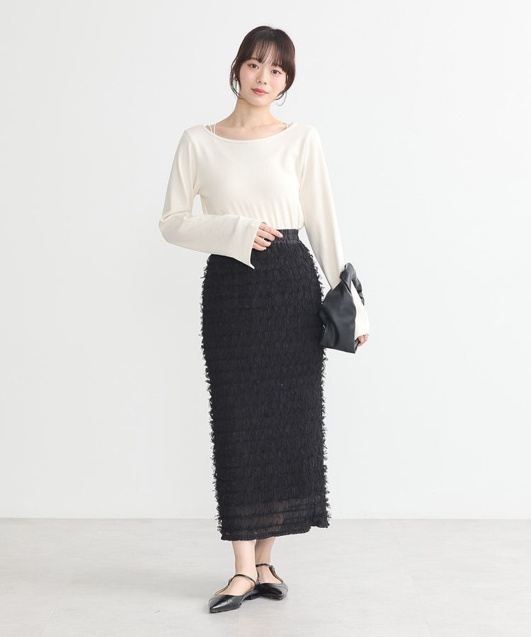 earth music&ecology「フェザーナロースカート」|タイト|