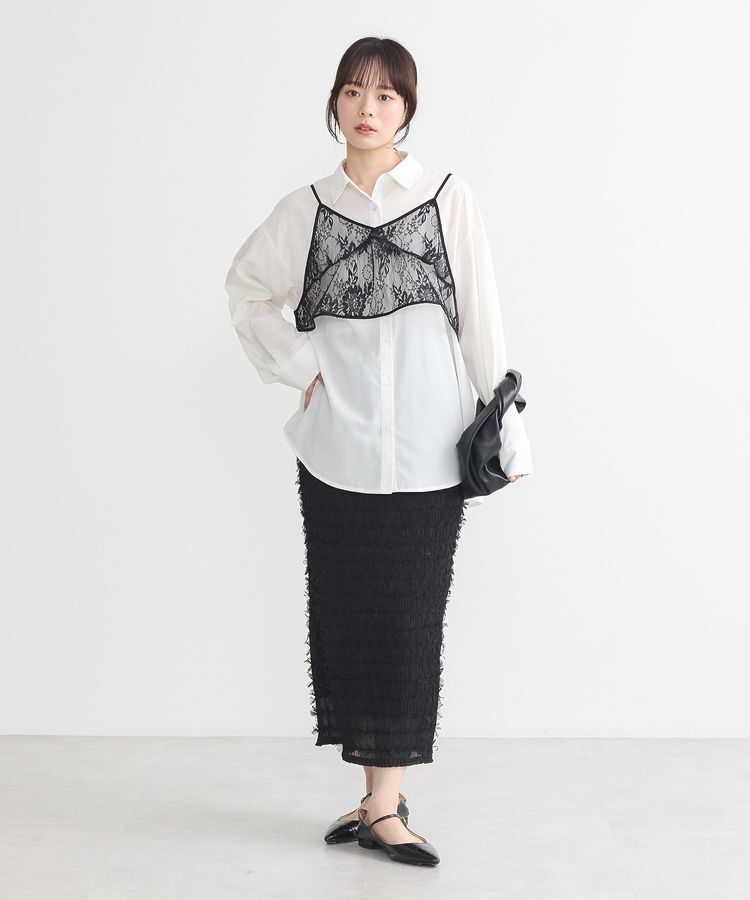 earth music&ecology「フェザーナロースカート」|タイト|