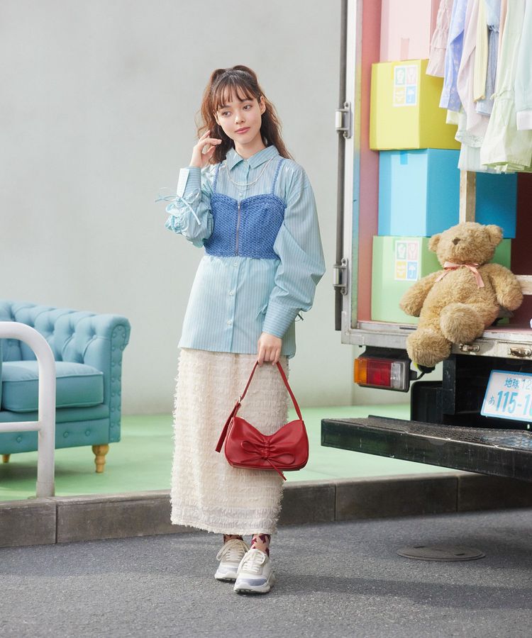 earth music&ecology「フェザーナロースカート」|タイト|