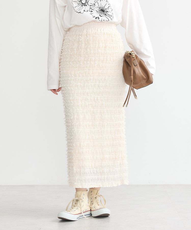 earth music&ecology「フェザーナロースカート」|タイト|