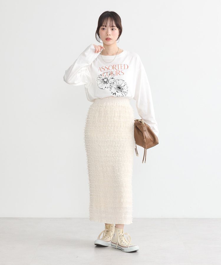 earth music&ecology「フェザーナロースカート」|タイト|