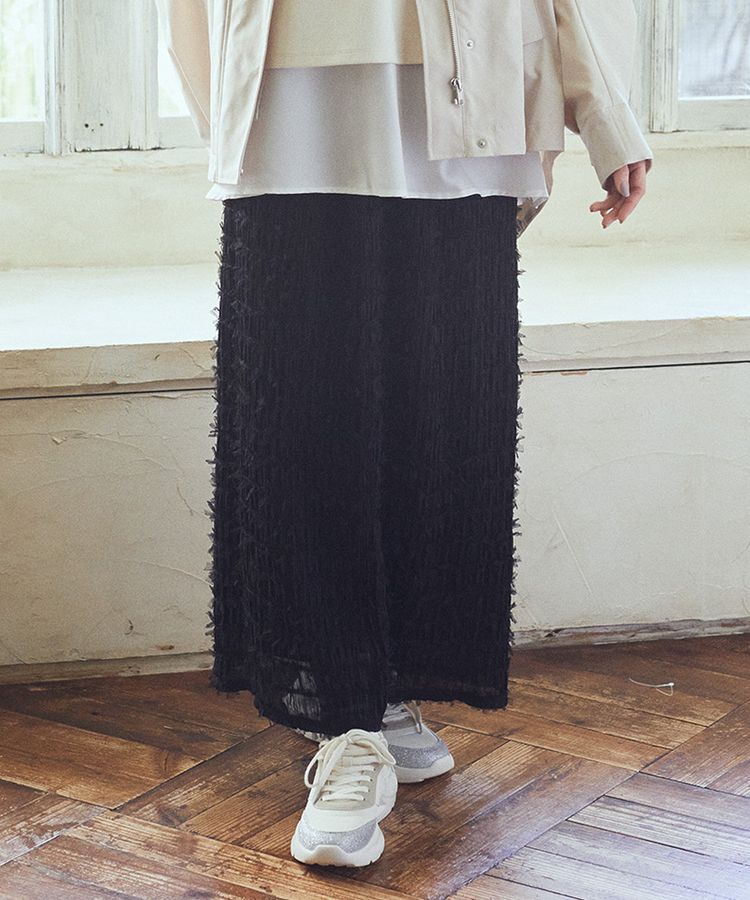earth music&ecology「フェザーナロースカート」|タイト|