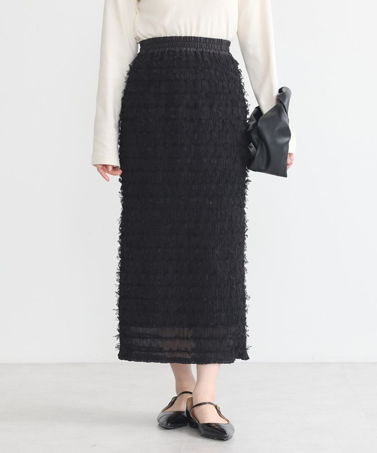 earth music&ecology「フェザーナロースカート」|タイト|Black