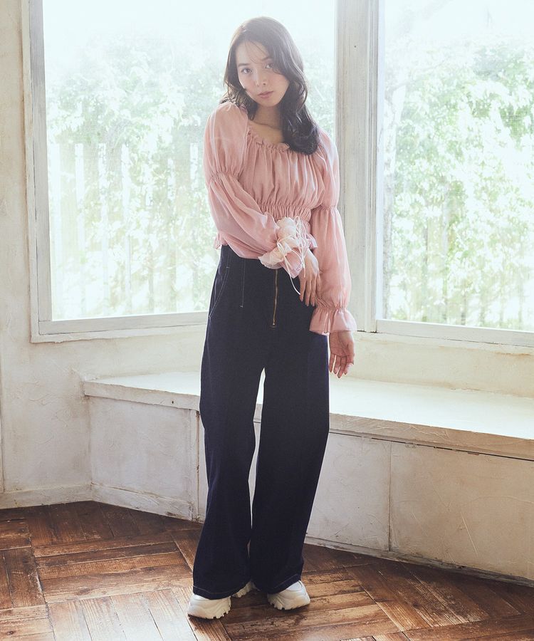 earth music&ecology「スクエアネックシャーリングショートブラウス」|シャツ・ブラウス|