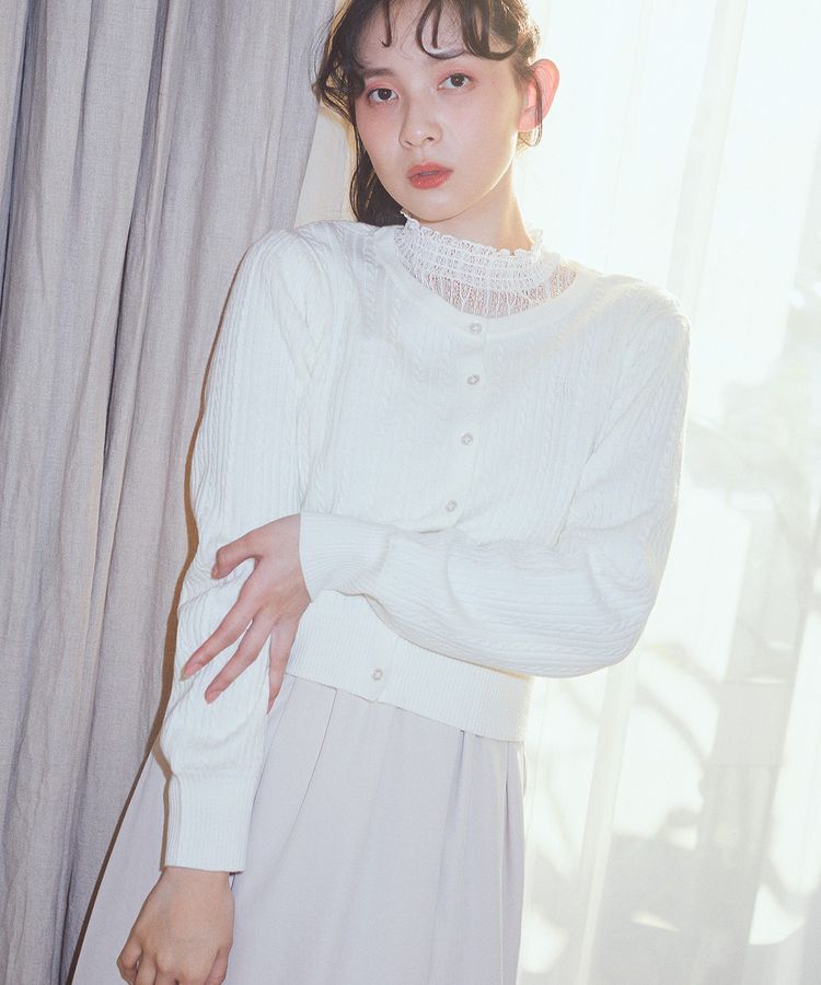 earth music&ecology「ミニケーブルコンパクトカーディガン」|カーディガン|