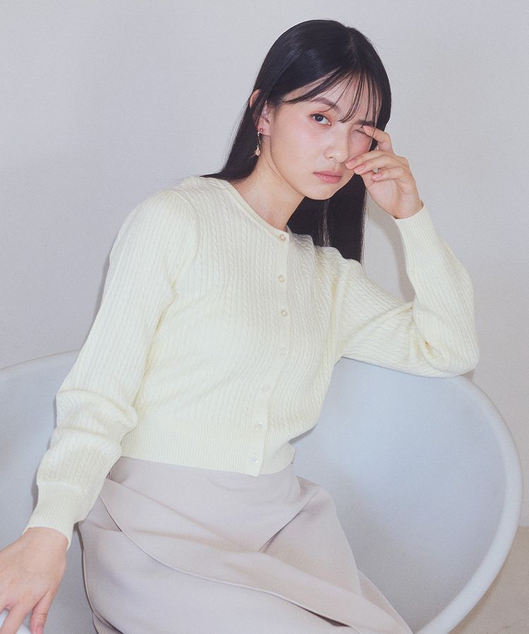 earth music&ecology「ミニケーブルコンパクトカーディガン」|カーディガン|