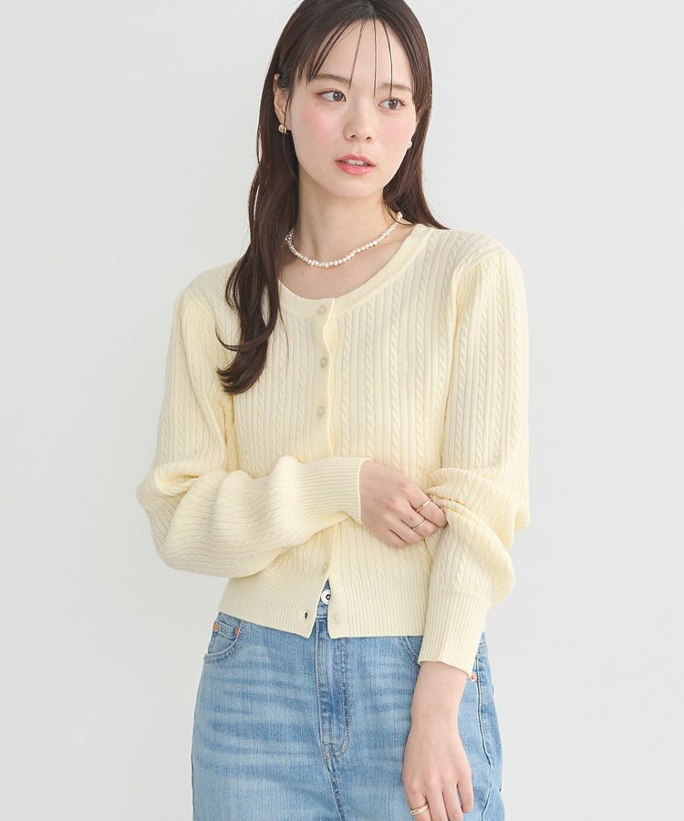 earth music&ecology「ミニケーブルコンパクトカーディガン」|カーディガン|Yellow