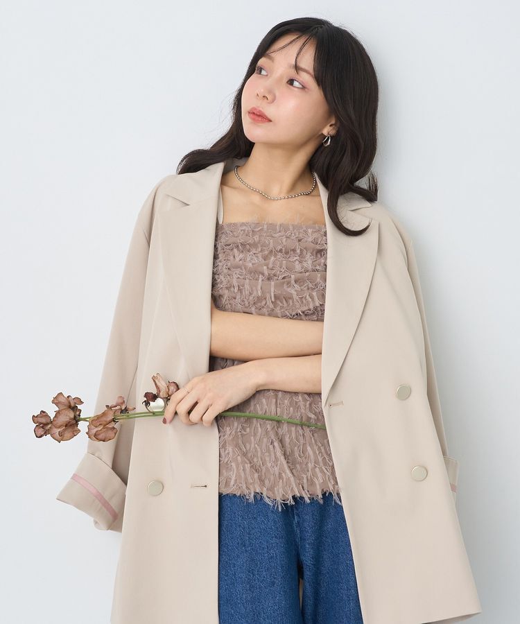 earth music&ecology「フロントギャザーフリンジキャミトップス」|ベスト・ジレ|