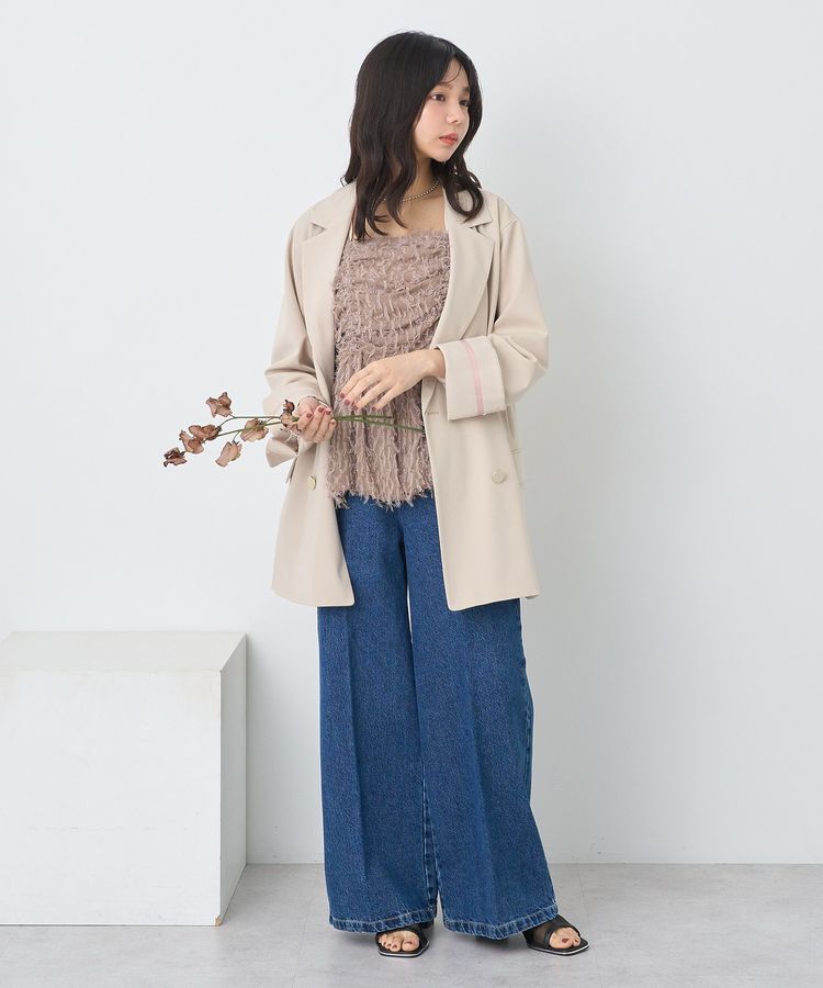 earth music&ecology「フロントギャザーフリンジキャミトップス」|ベスト・ジレ|