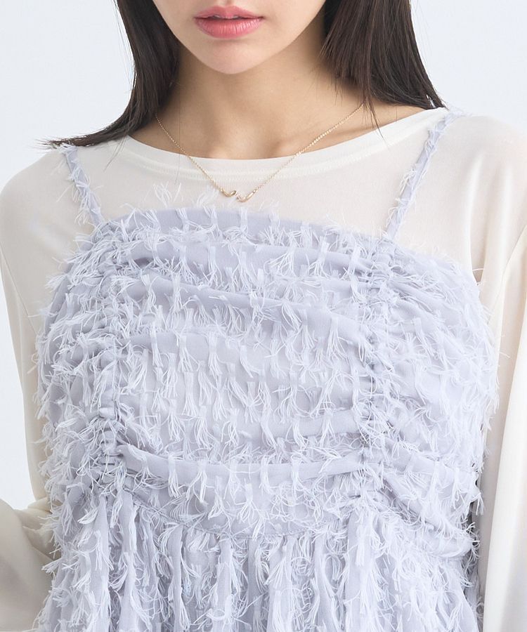 earth music&ecology「フロントギャザーフリンジキャミトップス」|ベスト・ジレ|