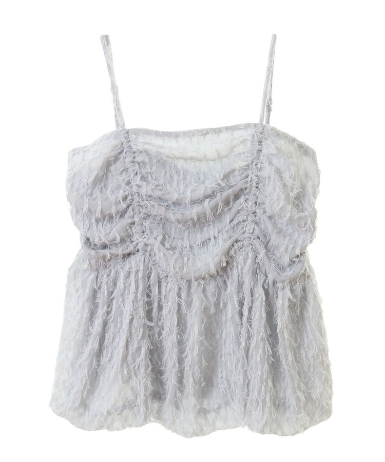 earth music&ecology「フロントギャザーフリンジキャミトップス」|ベスト・ジレ|