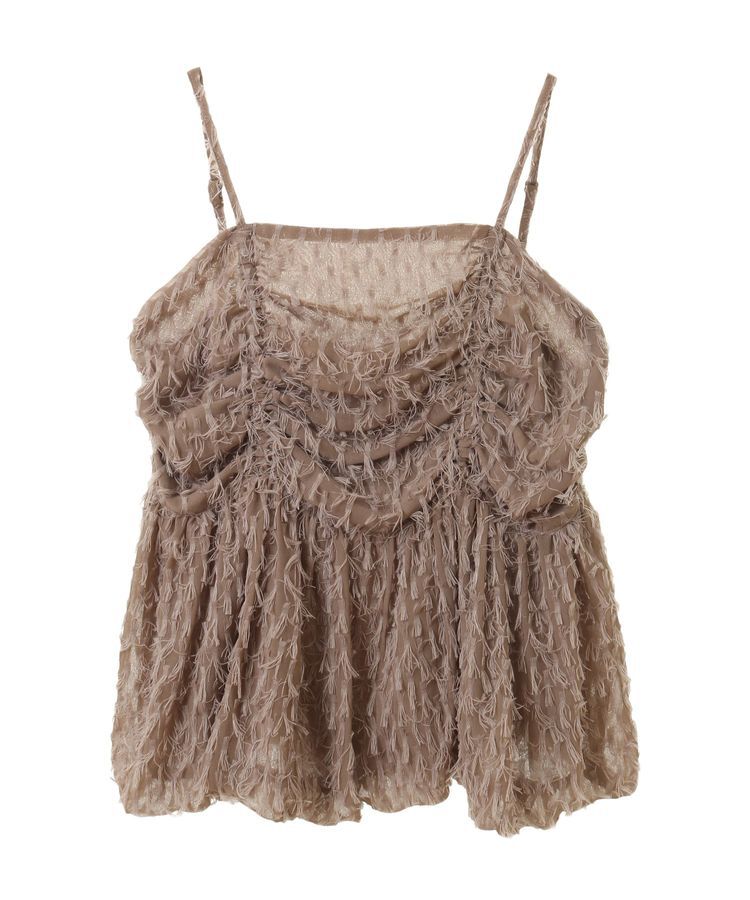 earth music&ecology「フロントギャザーフリンジキャミトップス」|ベスト・ジレ|