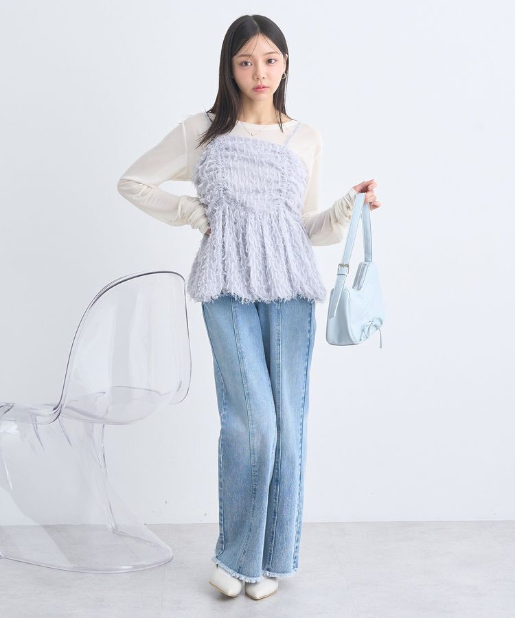 earth music&ecology「フロントギャザーフリンジキャミトップス」|ベスト・ジレ|