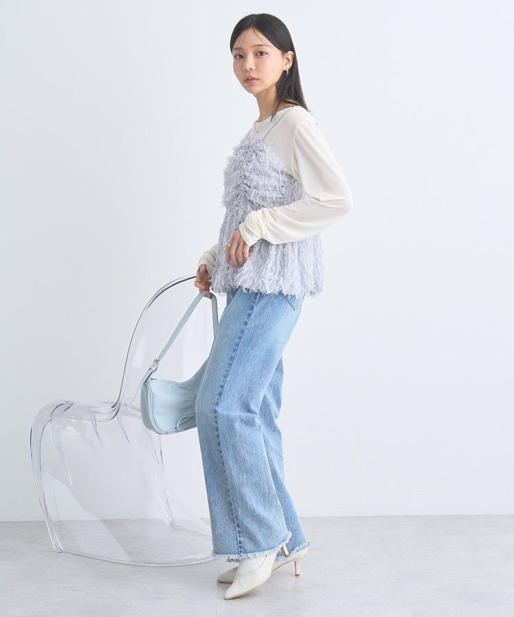 earth music&ecology「フロントギャザーフリンジキャミトップス」|ベスト・ジレ|