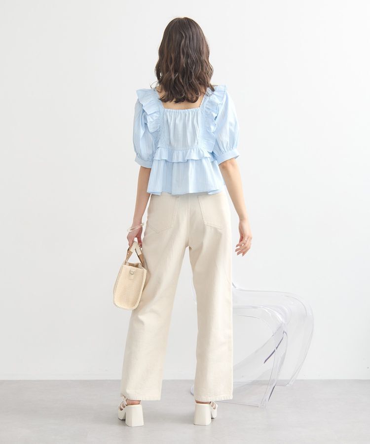 earth music&ecology「パフスリーブコットンフリルブラウス」|シャツ・ブラウス|