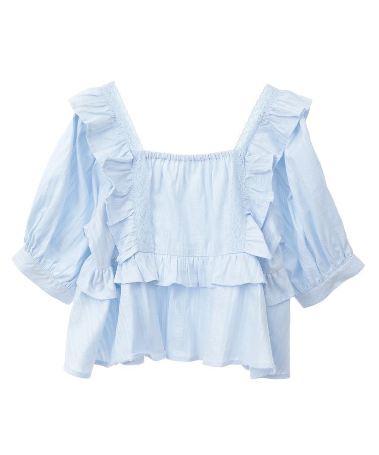 earth music&ecology「パフスリーブコットンフリルブラウス」|シャツ・ブラウス|