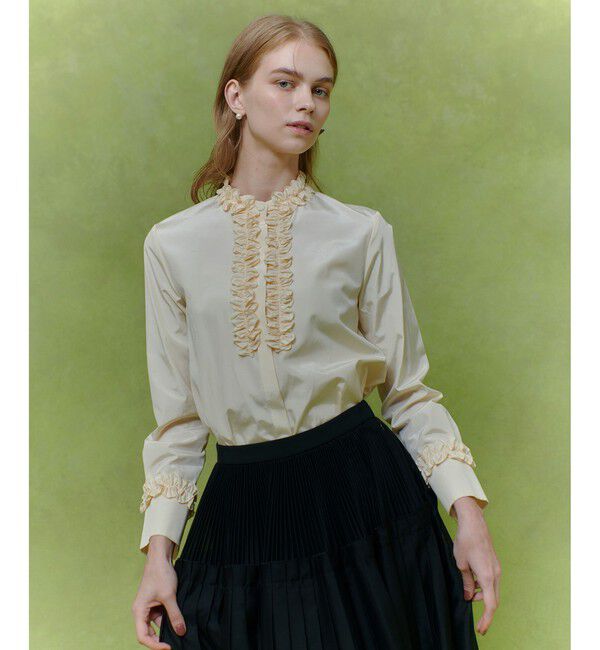 LOULOU WILLOUGHBY「【LOULOU WILLOUGHBY】テクニカルギャザーブラウス」|シャツ・ブラウス|ライトベージュ