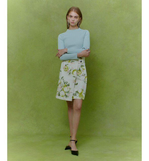 LOULOU WILLOUGHBY「【LOULOU WILLOUGHBY】RATTIレモン柄ラップミニスカート」|スカート|