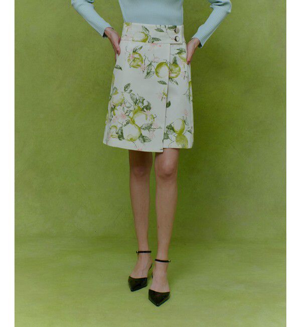 LOULOU WILLOUGHBY「【LOULOU WILLOUGHBY】RATTIレモン柄ラップミニスカート」|スカート|