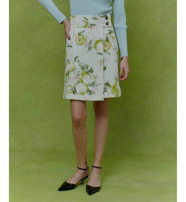 LOULOU WILLOUGHBY「【LOULOU WILLOUGHBY】RATTIレモン柄ラップミニスカート」|スカート|