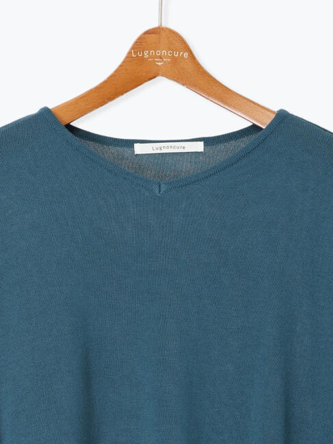 Lugnoncure「麻タッチVネックポンチョ風ニット」|ニット・セーター|