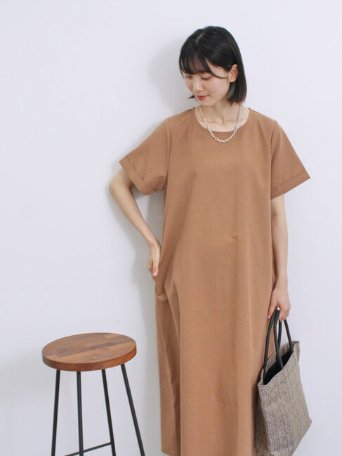 Samansa Mos2 blue「【イージーケア】リネン混マキシフレアワンピース」|ワンピース|