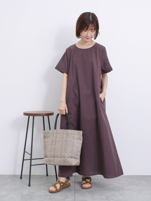 Samansa Mos2 blue「【イージーケア】リネン混マキシフレアワンピース」|ワンピース|