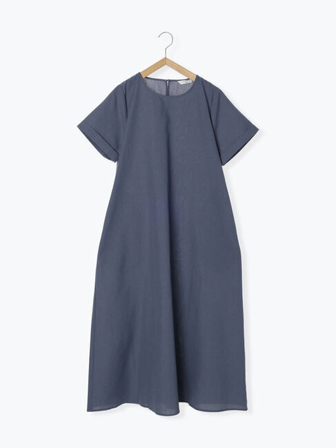 Samansa Mos2 blue「【イージーケア】リネン混マキシフレアワンピース」|ワンピース|
