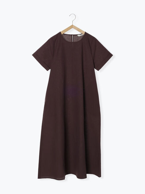 Samansa Mos2 blue「【イージーケア】リネン混マキシフレアワンピース」|ワンピース|