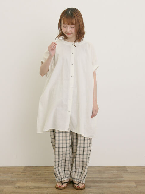 Samansa Mos2「袖口ギャザー前後2WAYチュニック」|シャツ・ブラウス|