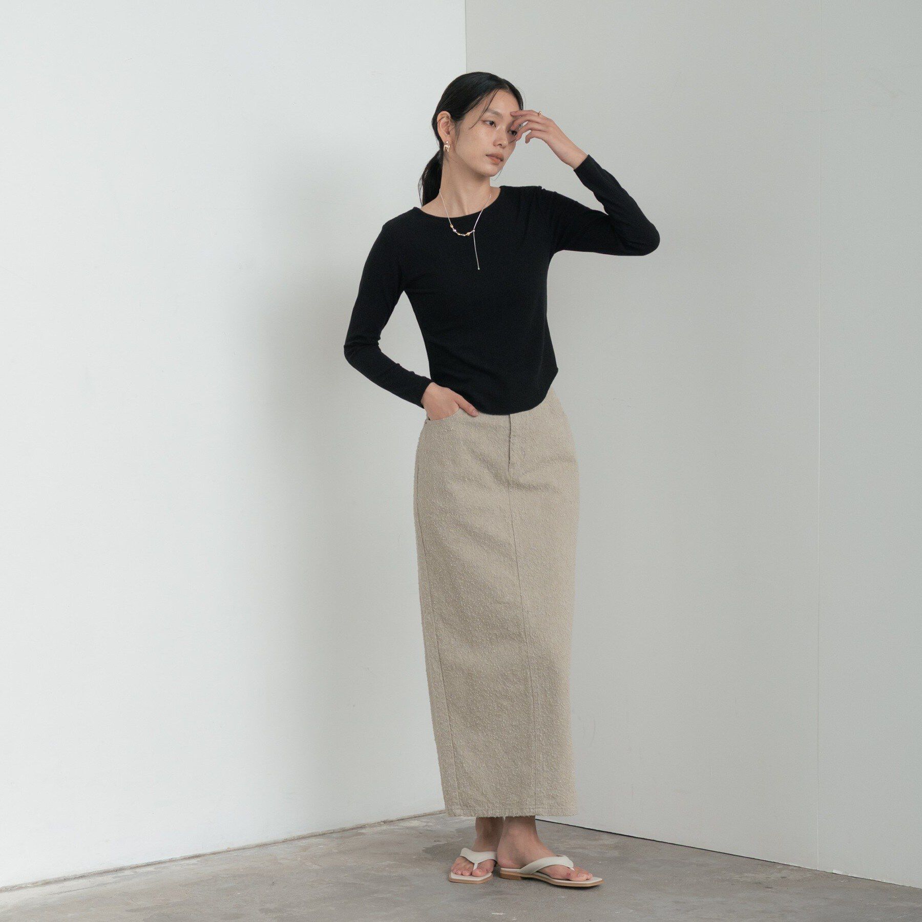 GALLEST「バックオープンリブ長袖Tシャツ」|Tシャツ・カットソー|