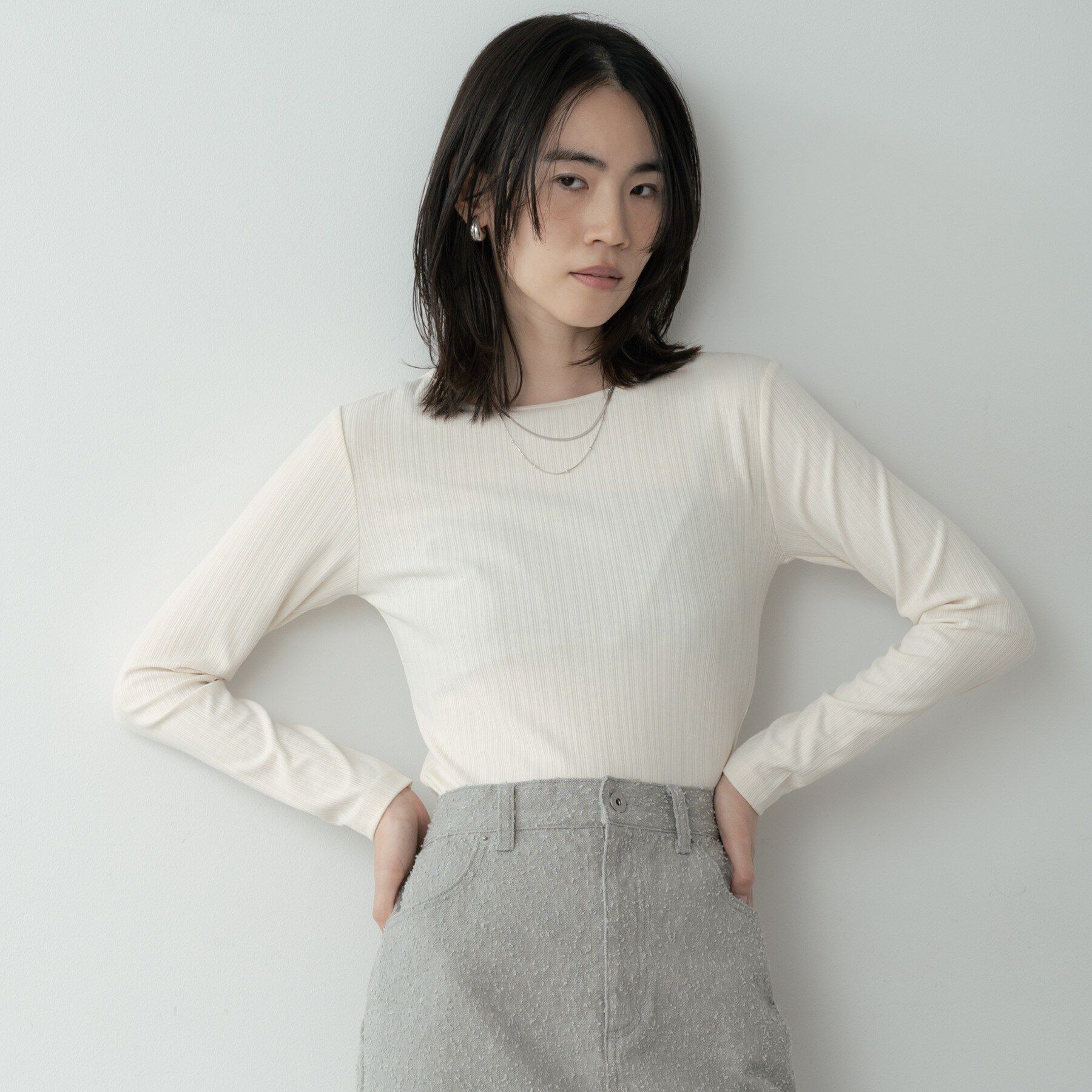 GALLEST「バックオープンリブ長袖Tシャツ」|Tシャツ・カットソー|