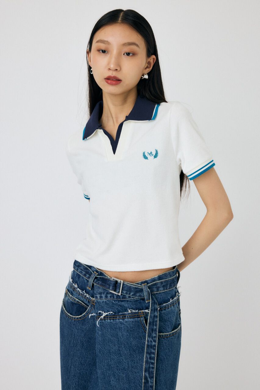 MOUSSY「DOUBLE COLLAR PILE SKIPPER Tシャツ」|Tシャツ・カットソー|O/WHT1