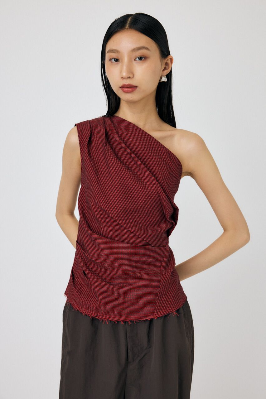 MOUSSY「PLAID ONE SHOULDER ブラウス」|その他|