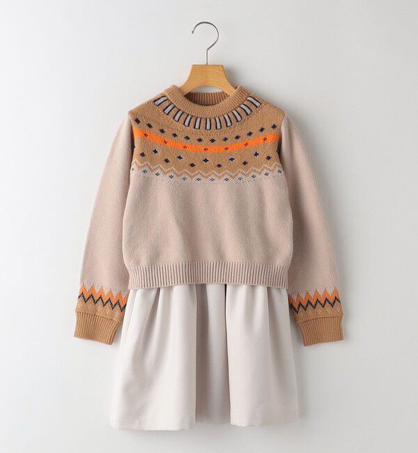 SHIPS KIDS「SHIPS KIDS:90cm / ＜手洗い可能＞ ノルディック レイヤード ワンピース」|ワンピース|ベージュ