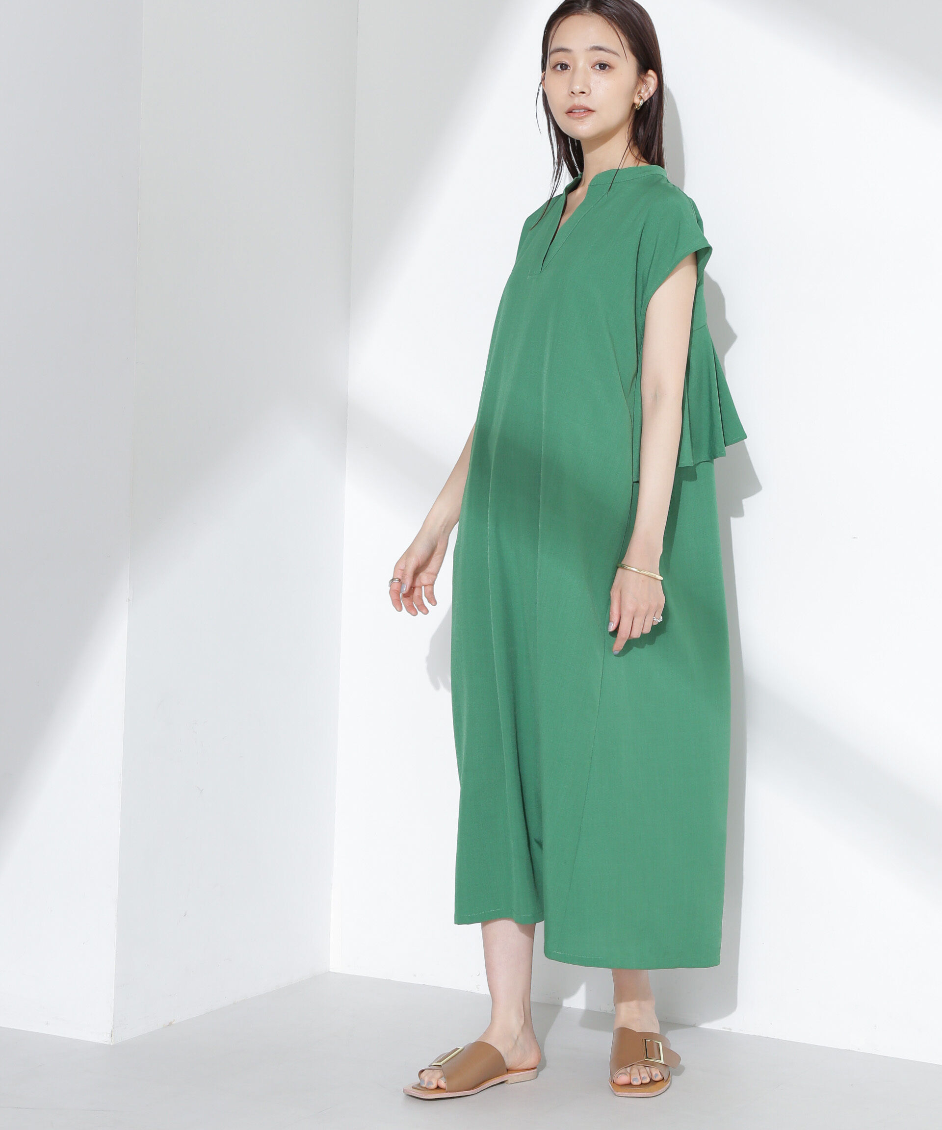 nano･universe「リネンタッチバックフレアスキッパーワンピース」|ワンピース|