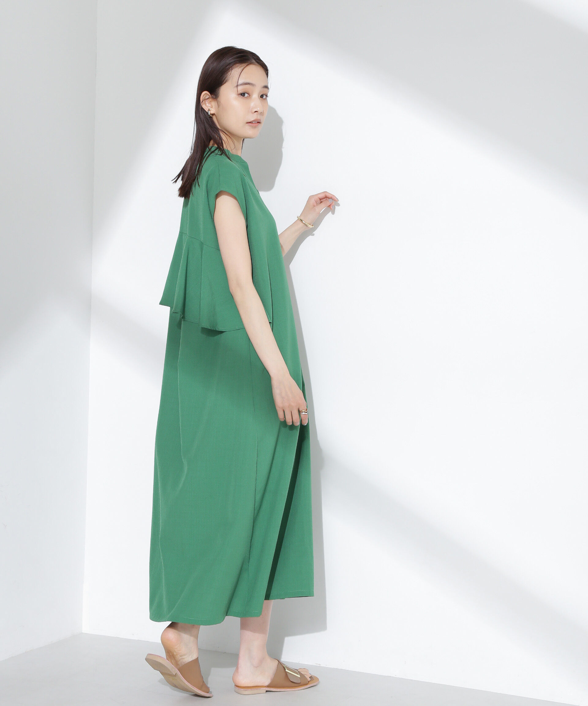 nano･universe「リネンタッチバックフレアスキッパーワンピース」|ワンピース|