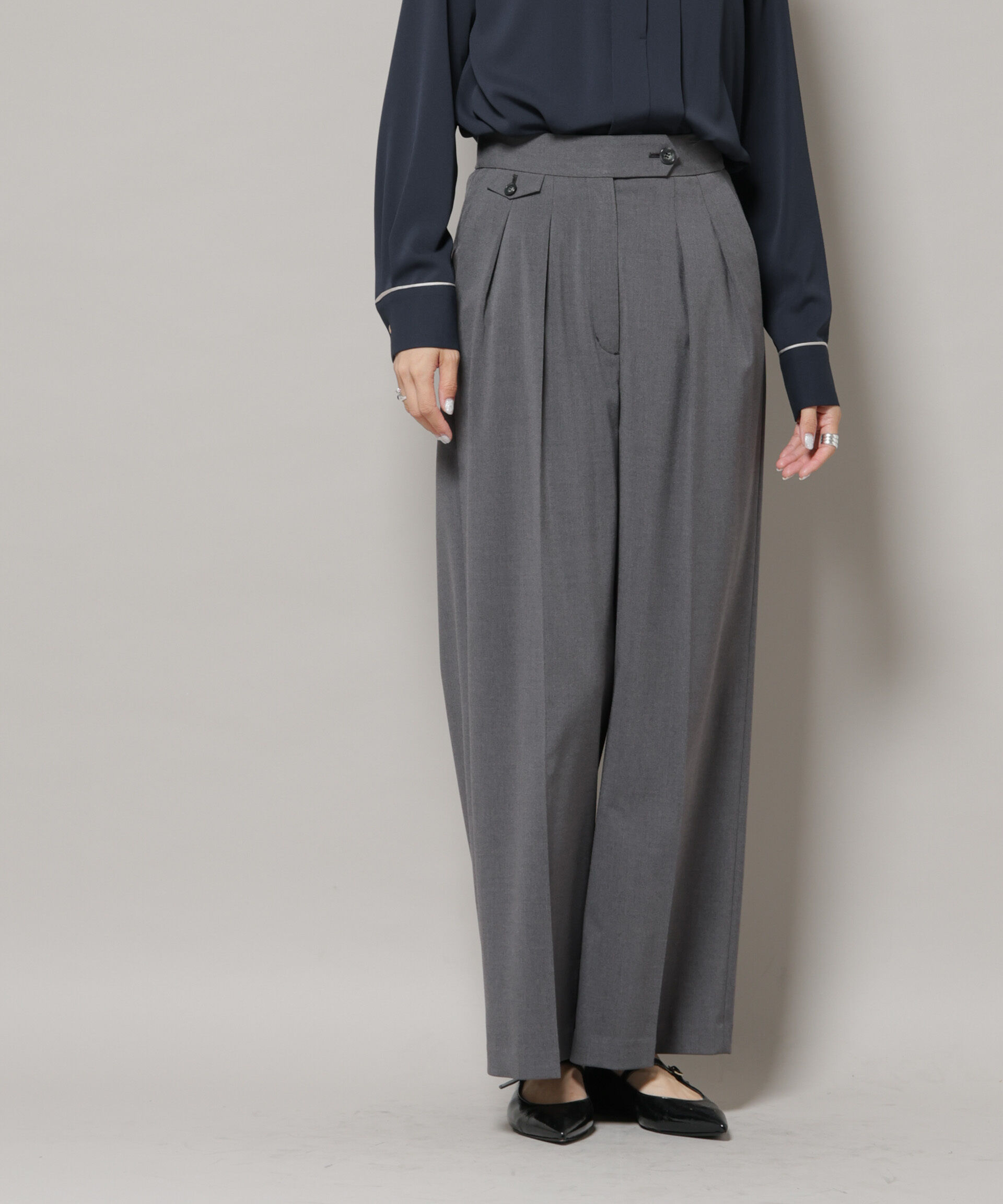 nano･universe「ドライウェザーストレッチ2タックワイドパンツ(セットアップ可)」|チノ|