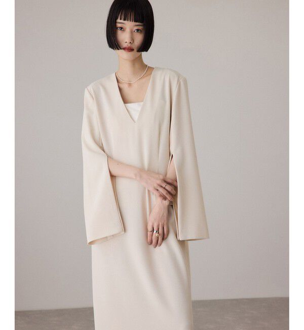 ADAM ET ROPE'「【サステナブル】スリットスリーブワンピース」|ワンピース|