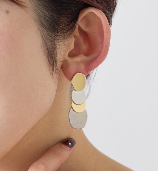  「	【PAPILLONNER/パピヨネ】オーバルコンビピアス」|リング|ゴールド