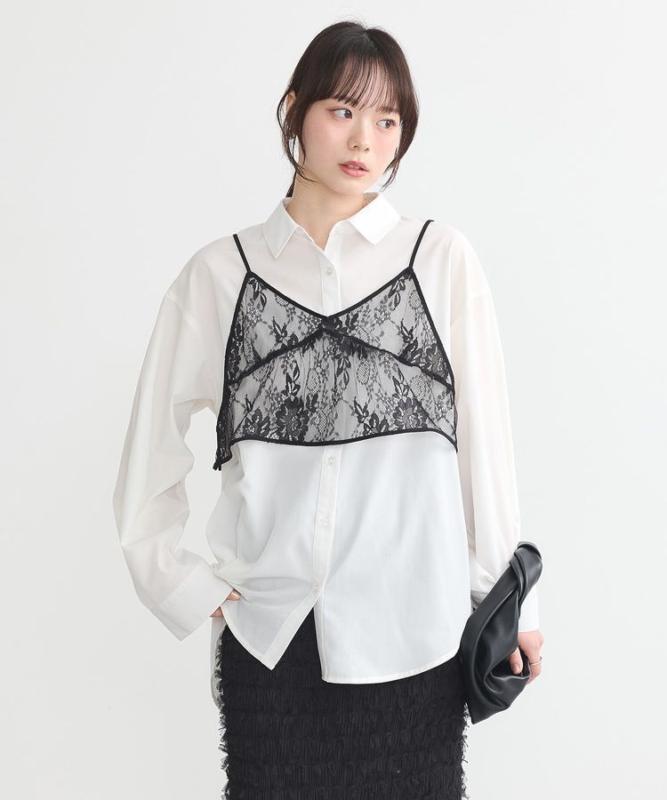 earth music&ecology「SET2点レースビスチェ＋シャツ」|シャツ・ブラウス|