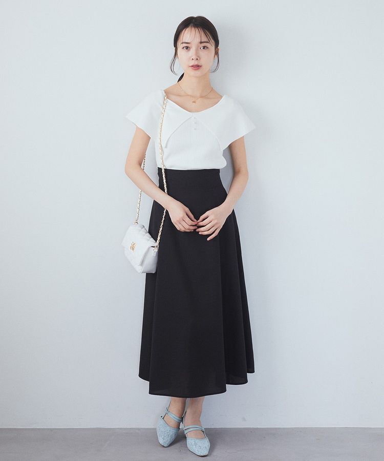 earth music&ecology「シアーバックレースアップフレアスカート」|フレア|