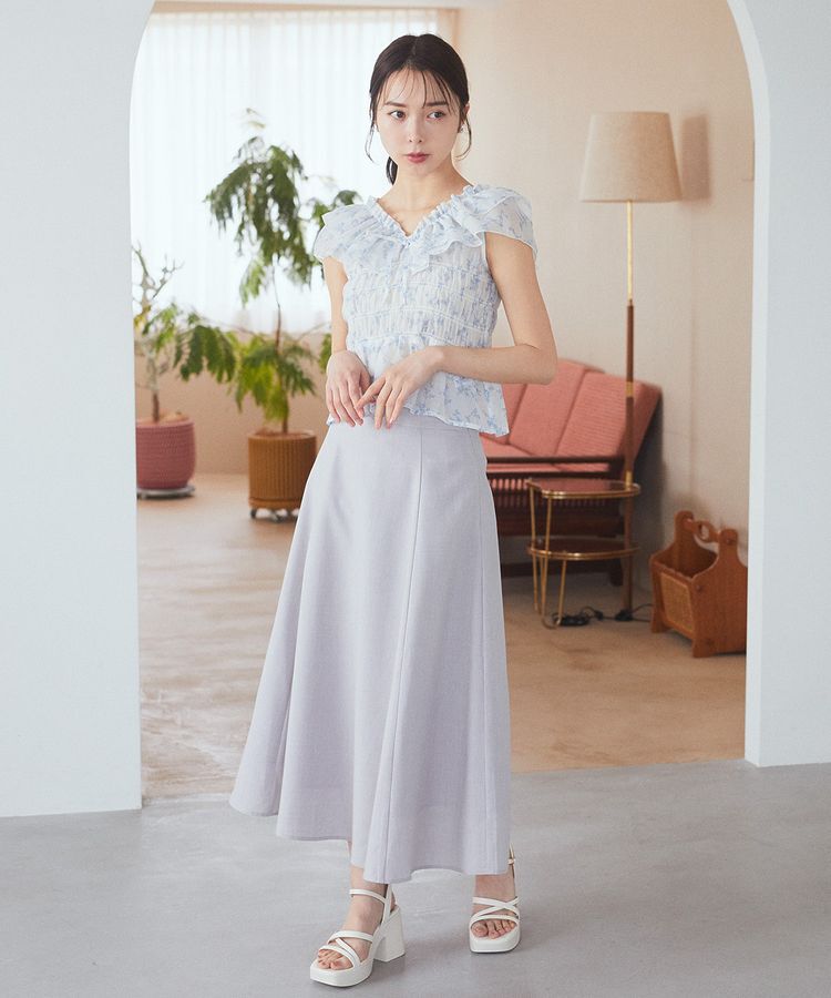 earth music&ecology「シアーバックレースアップフレアスカート」|フレア|