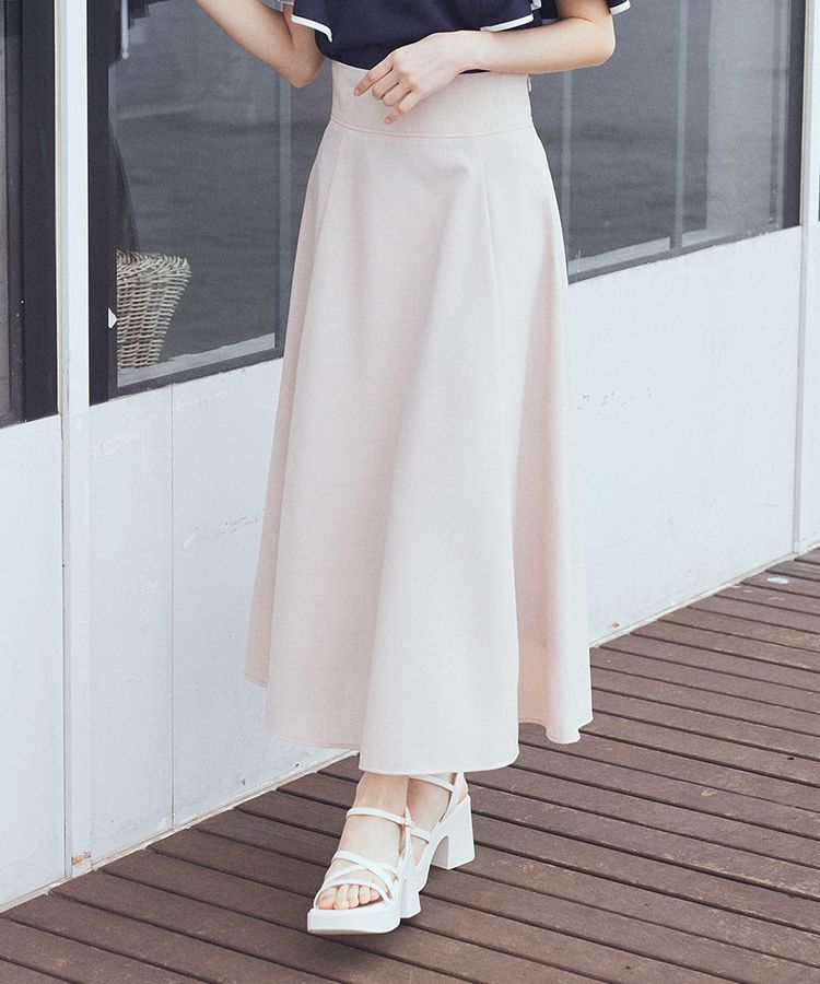 earth music&ecology「シアーバックレースアップフレアスカート」|フレア|