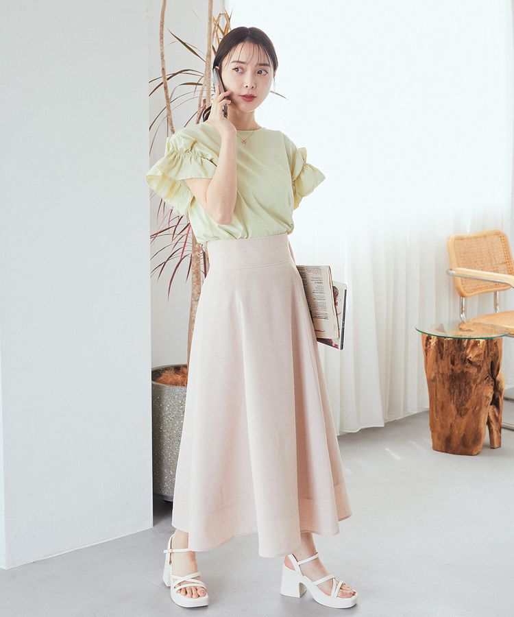 earth music&ecology「シアーバックレースアップフレアスカート」|フレア|