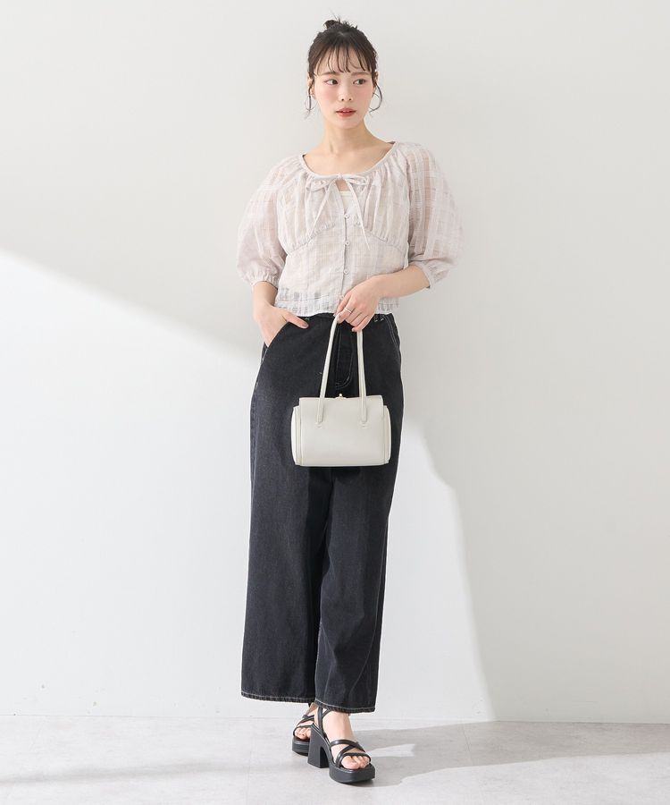 earth music&ecology「シアーチェックパフスリーブブラウス」|シャツ・ブラウス|